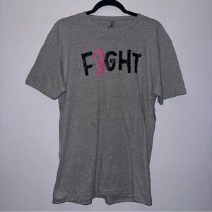 Next level apparel unisex size large gray short sleeve shirt fight cancer